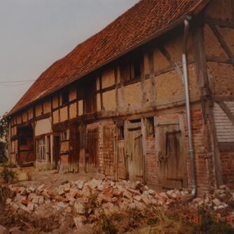 Salzwedel-Sienau, erste Maßnahmen, Scheune,1994 © Interessengemeinschaft Bauernhaus, Horst-Edgar Hartz