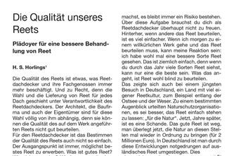 Die Qualität unseres Reets