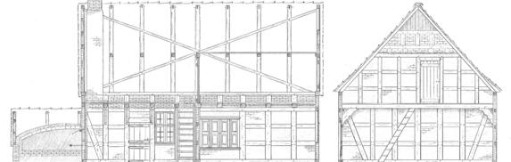 Aufmaßzeichnung eines Backhauses © Interessengemeinschaft Bauernhaus, Heinz Riepshoff